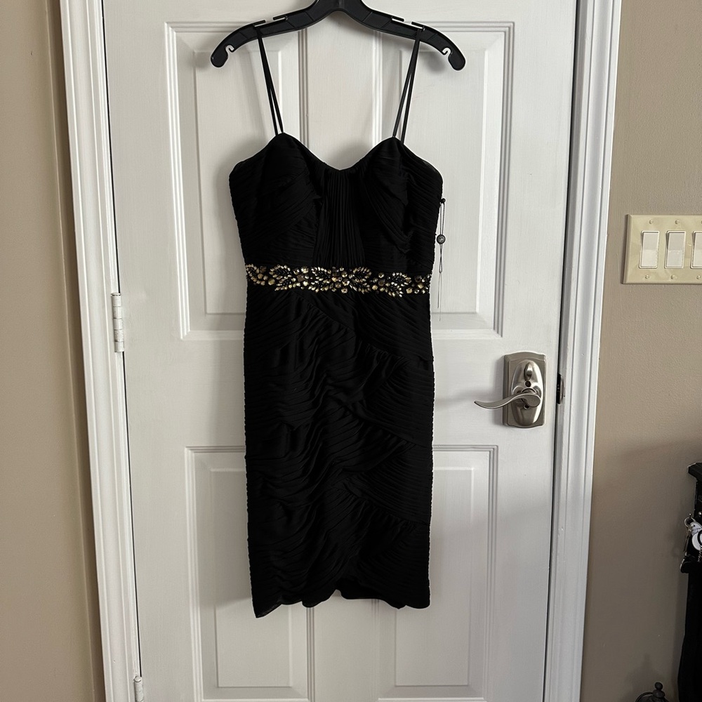Elegant Black Dress with Gold Accents